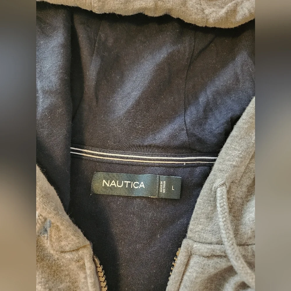 Nautica Gray Zip-Up Sweater Soft Casual Design - Picture 4 of 9